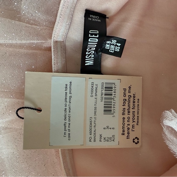 Missguided Bandeau Ruffle Dress Tulle Sparkle NWT - Picture 7 of 7